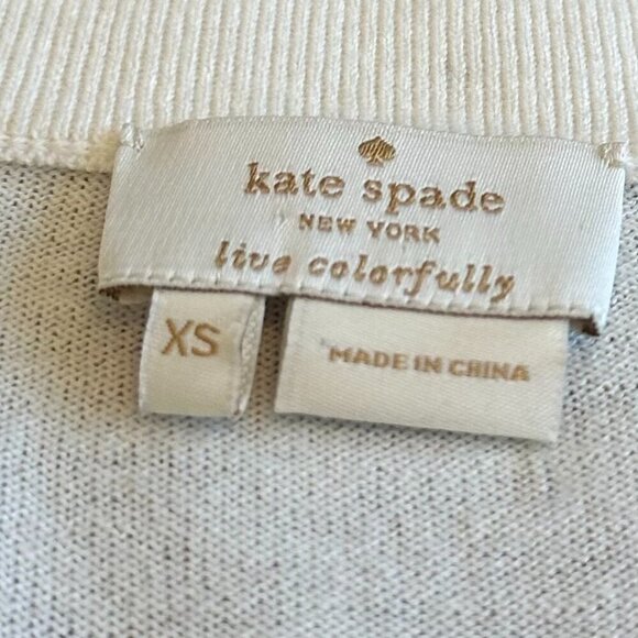 Kate Spade New York Cream Pullover Sweater Bow Trim Stretch Size XS Women's - Picture 10 of 10